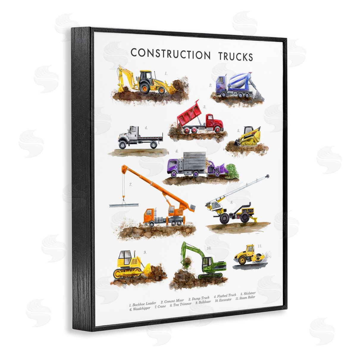Educational Construction Trucks Black Frame Print Wall Art, Home Decor by Brett Blumenthal