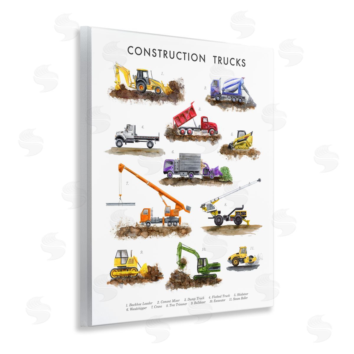 Educational Construction Trucks Wood Plaque Wall Art, Home Decor by Brett Blumenthal