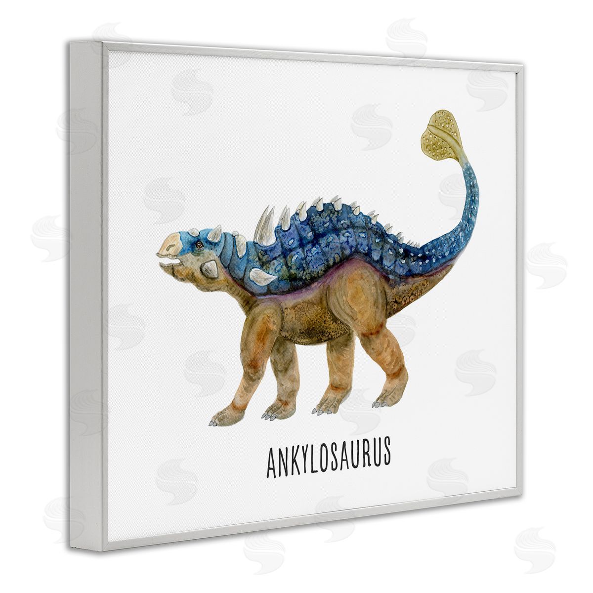 Ankylosaurus Dinosaur Learning White Frame Print Wall Art, Home Decor by Brett Blumenthal