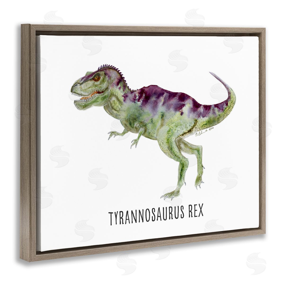 Tyrannosaurus Rex Dinosaur Learning Brown Floating Frame Canvas Wall Art, Home Decor by Brett Blumenthal