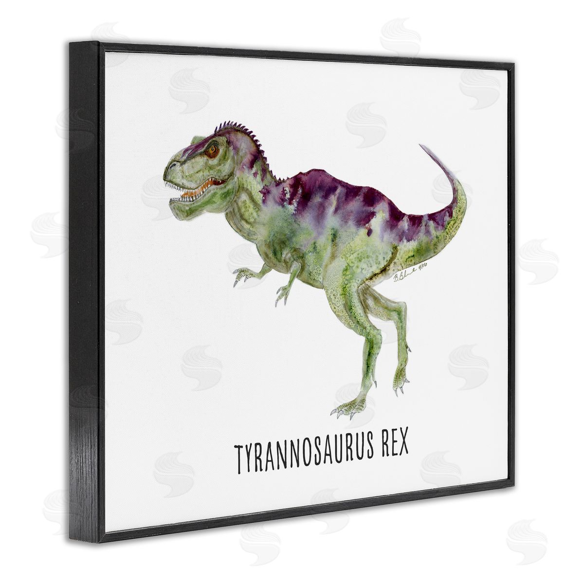 Tyrannosaurus Rex Dinosaur Learning Black Frame Print Wall Art, Home Decor by Brett Blumenthal