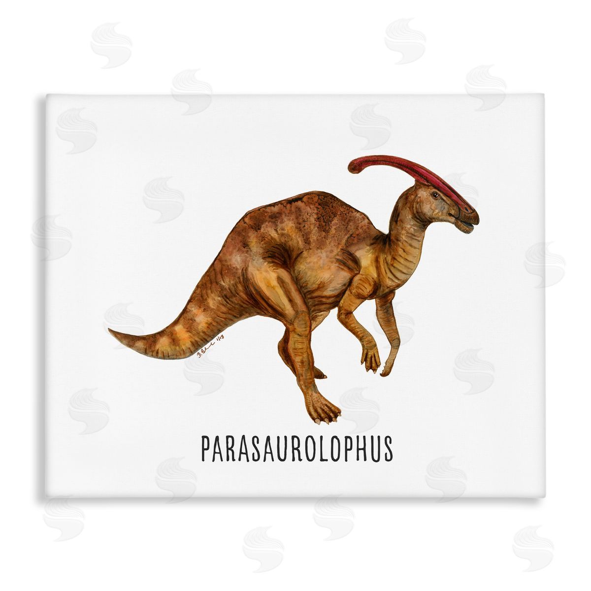Parasaurolophus Dinosaur Learning Canvas Wall Art, Home Decor by Brett Blumenthal