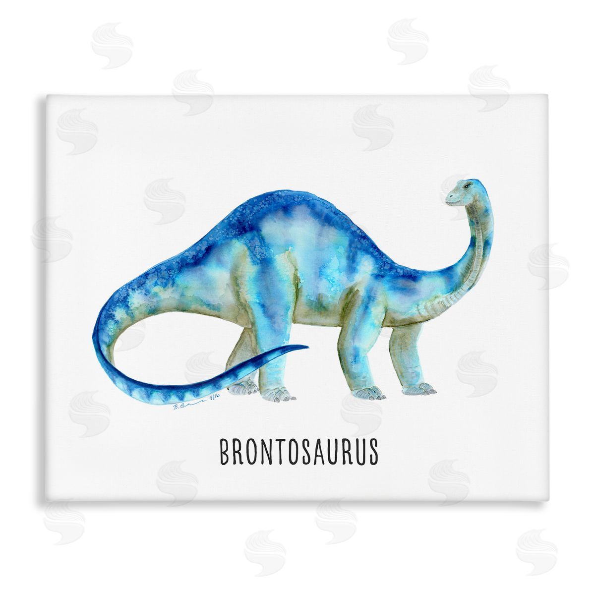 Brontosaurus Dinosaur Learning Canvas Wall Art, Home Decor by Brett Blumenthal