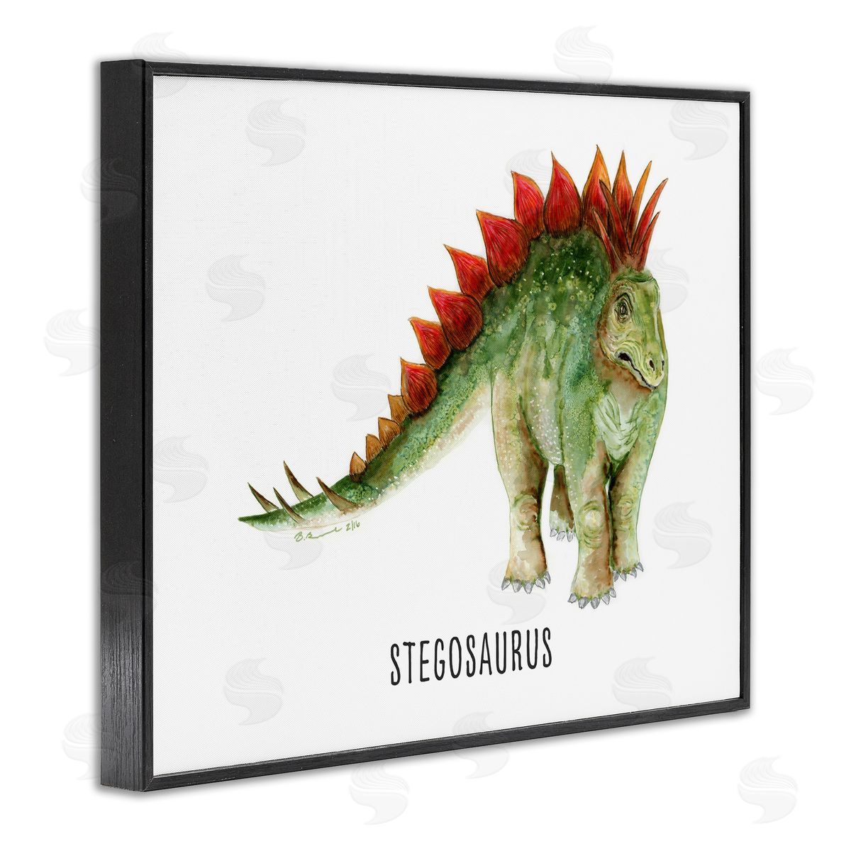 Stegosaurus Dinosaur Learning Black Frame Print Wall Art, Home Decor by Brett Blumenthal