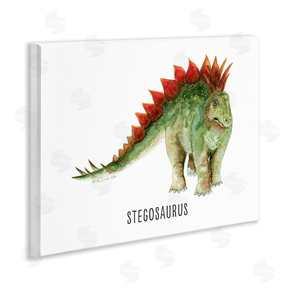 Stegosaurus Dinosaur Learning Wood Plaque Wall Art, Home Decor by Brett Blumenthal