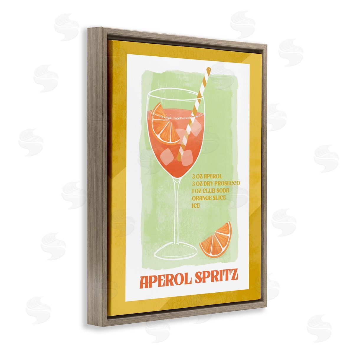 Retro Aperol Spritz Recipe Brown Floating Frame Canvas Wall Art, Home Decor by Deane Beesley