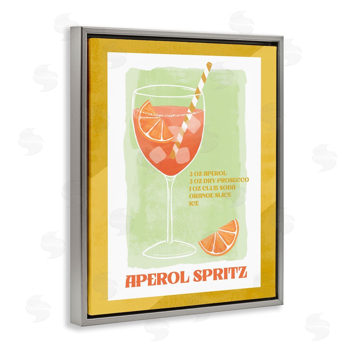 Retro Aperol Spritz Recipe Grey Floating Frame Canvas Wall Art, Home Decor by Deane Beesley