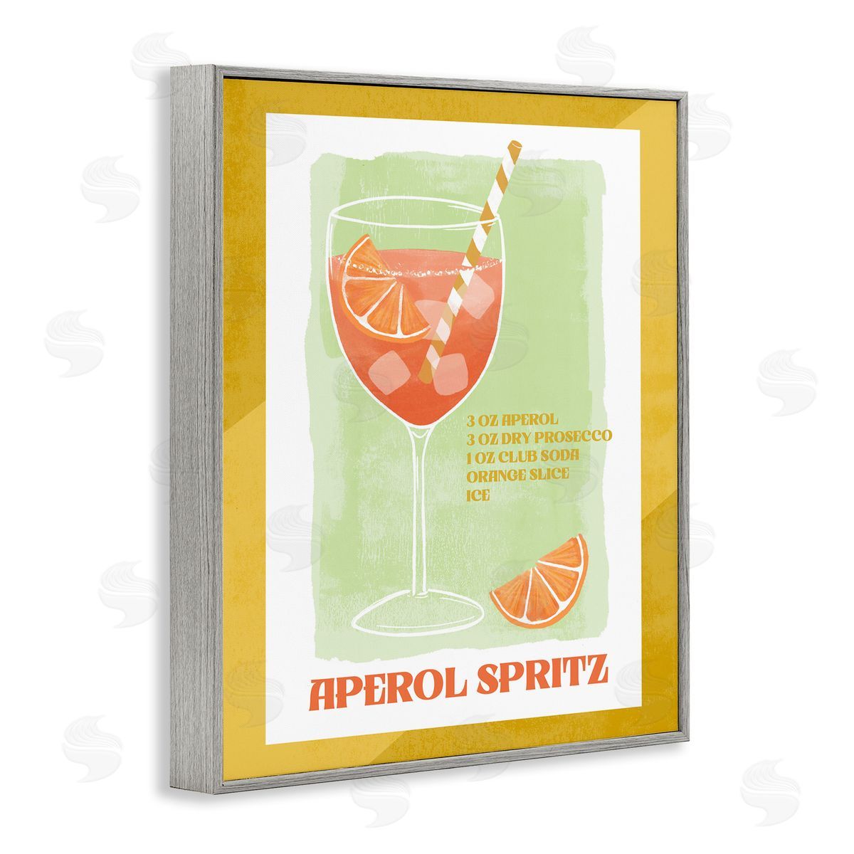 Retro Aperol Spritz Recipe Grey Frame Print Wall Art, Home Decor by Deane Beesley