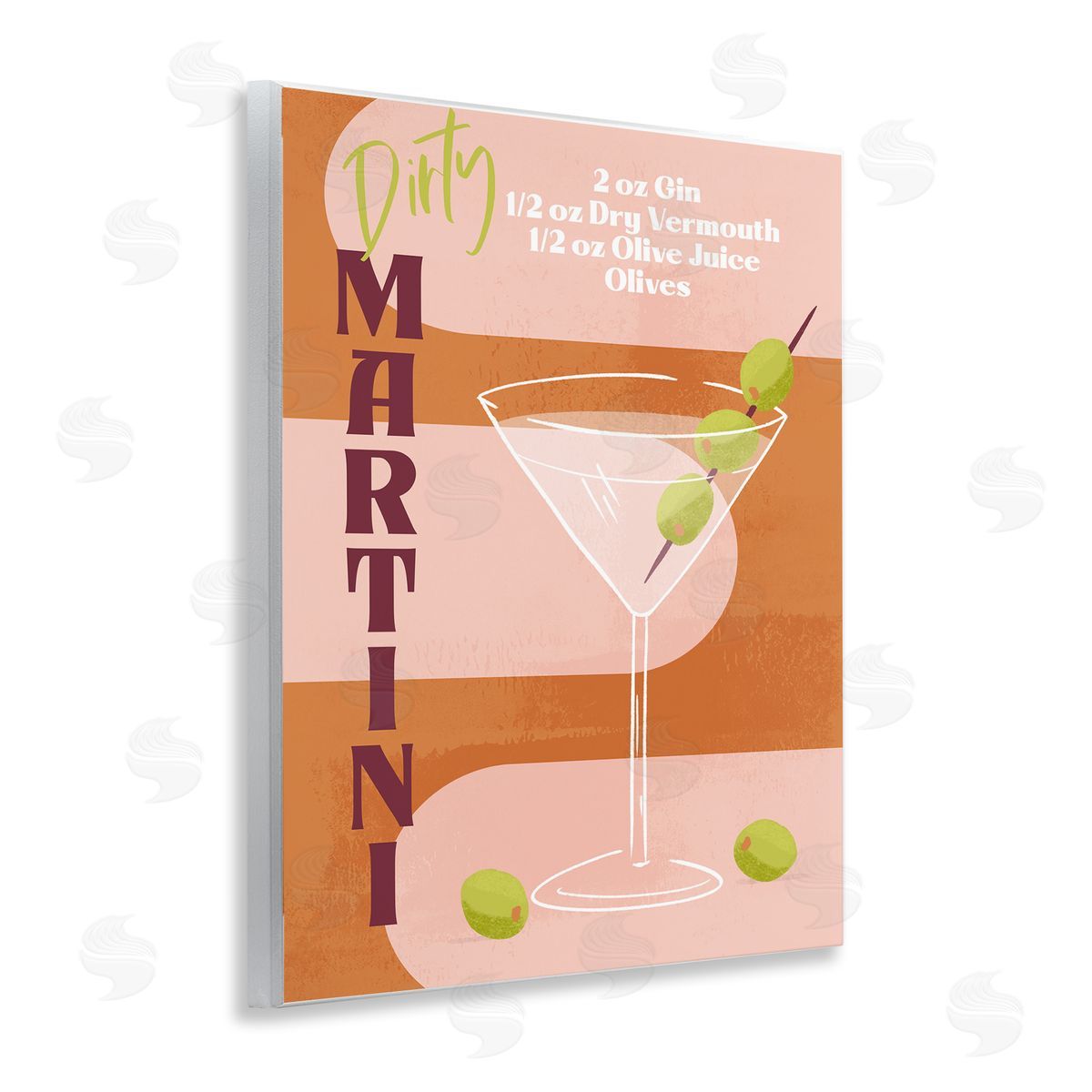 Retro Dirty Martini Recipe Wood Plaque Wall Art, Home Decor by Deane Beesley