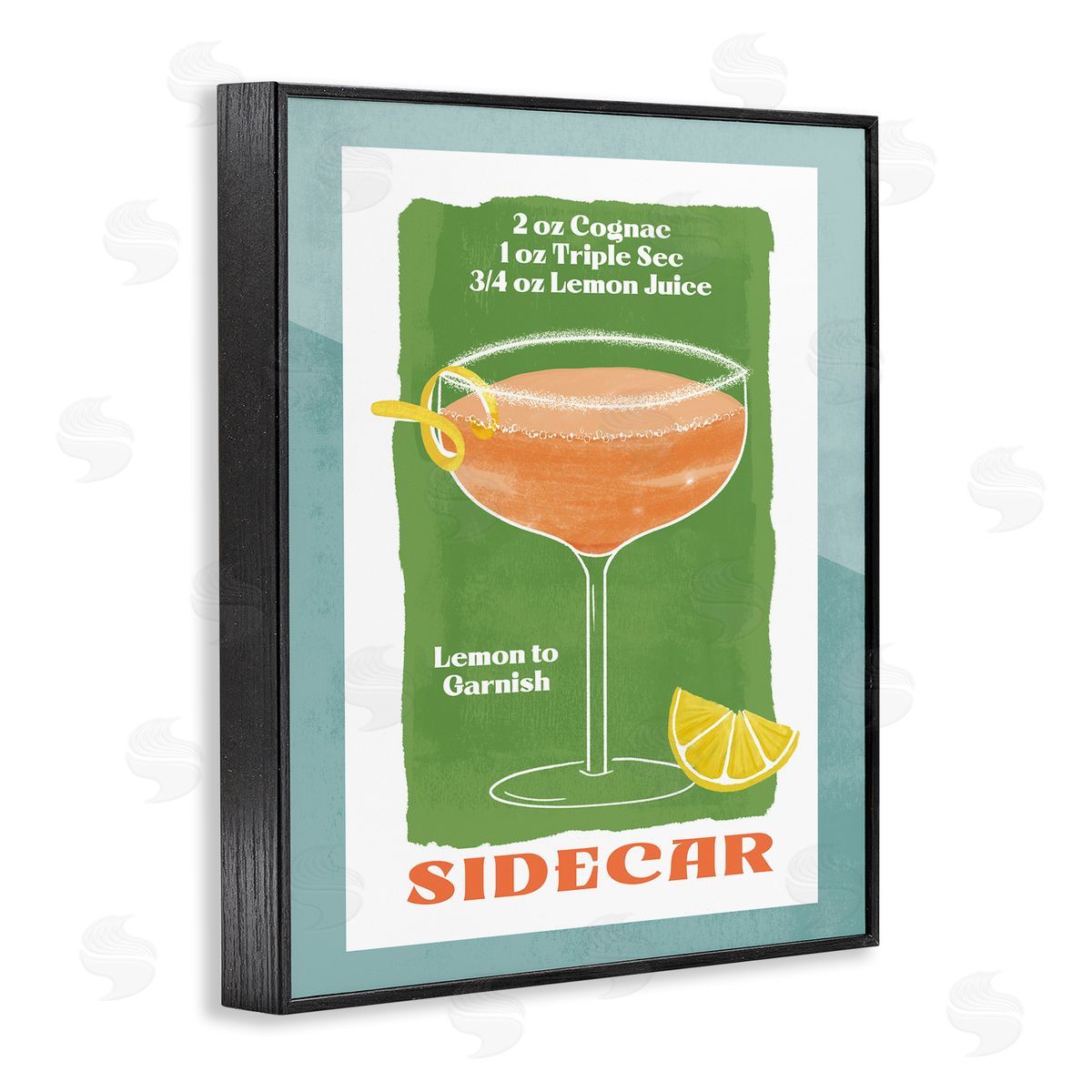 Retro Sidecar Recipe Black Frame Print Wall Art, Home Decor by Deane Beesley