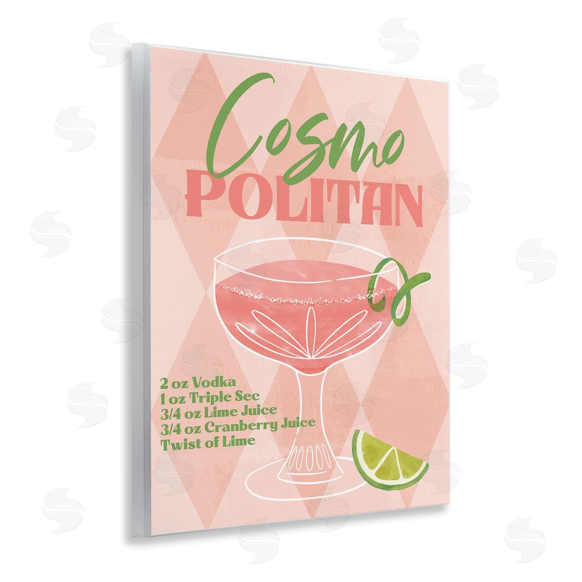 Retro Cosmopolitan Recipe Wood Plaque Wall Art, Home Decor by Deane Beesley