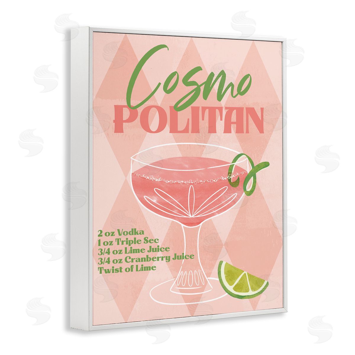 Retro Cosmopolitan Recipe White Frame Print Wall Art, Home Decor by Deane Beesley