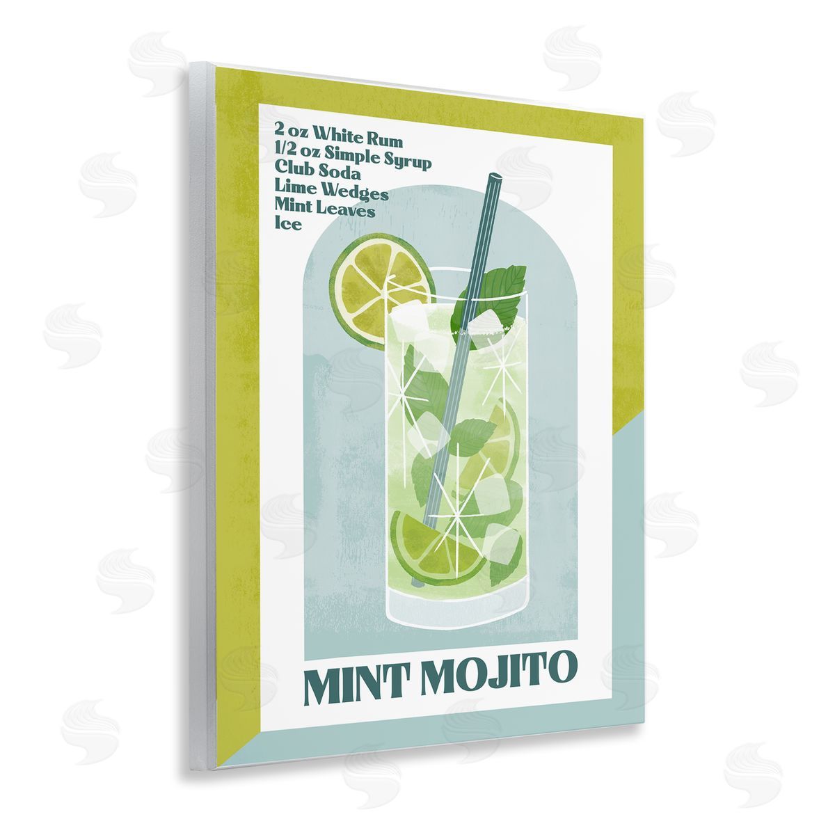Retro Mint Mojito Recipe Wood Plaque Wall Art, Home Decor by Deane Beesley