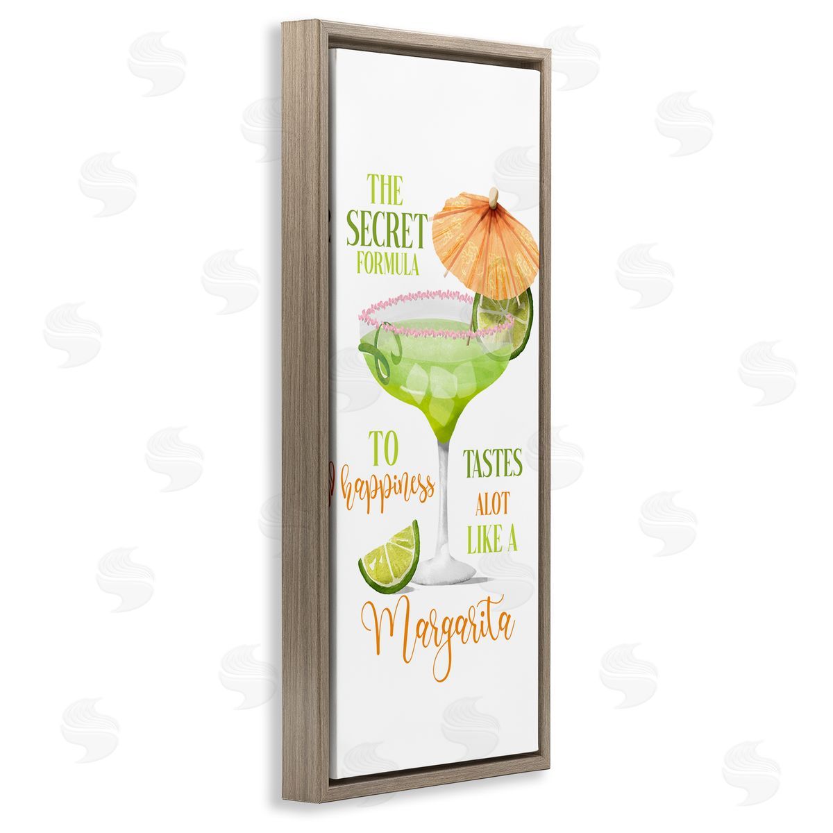 Fun Margarita Expression Brown Floating Frame Canvas Wall Art, Home Decor by Deane Beesley