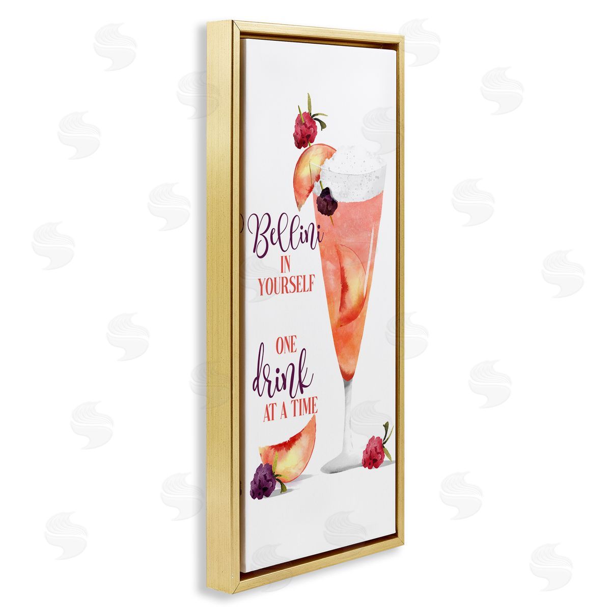 Fun Summer Drink Pun Gold Floating Frame Canvas Wall Art, Home Decor by Deane Beesley
