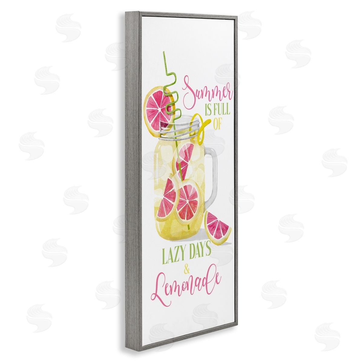 Fun Summer Lemonade Grey Frame Print Wall Art, Home Decor by Deane Beesley