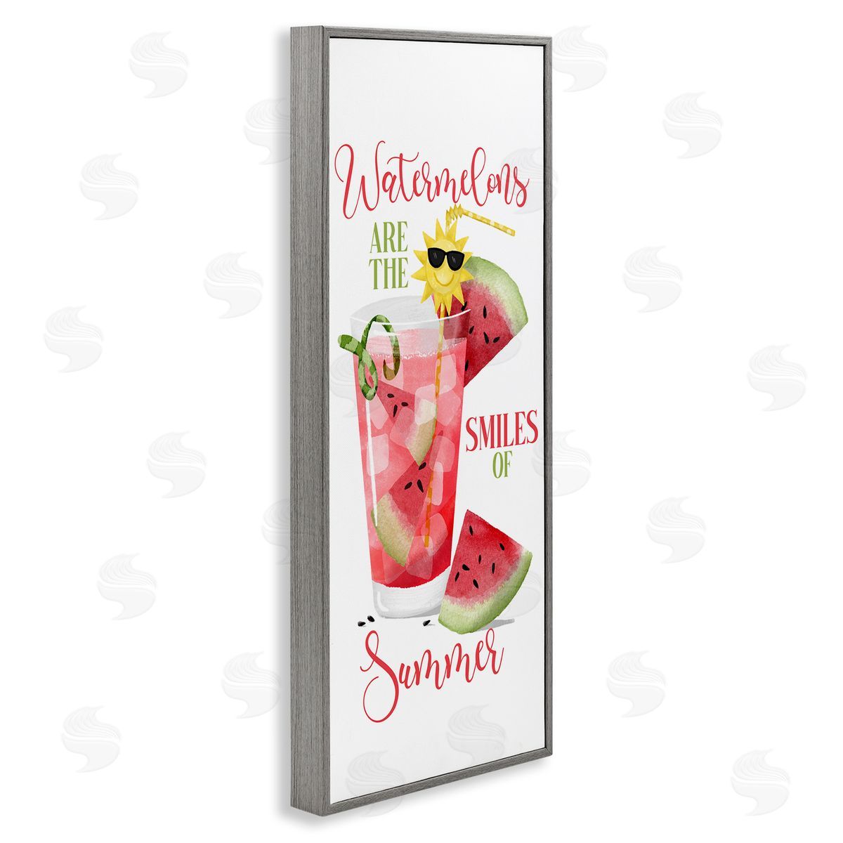 Summer Watermelon Sentiment Grey Frame Print Wall Art, Home Decor by Deane Beesley