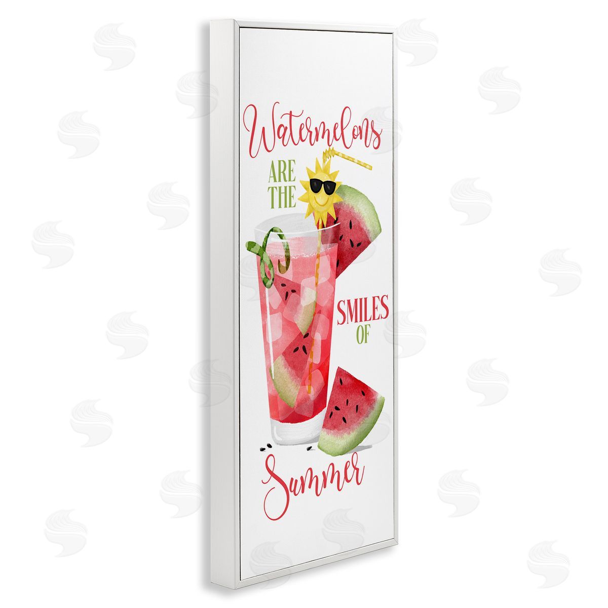 Summer Watermelon Sentiment White Frame Print Wall Art, Home Decor by Deane Beesley