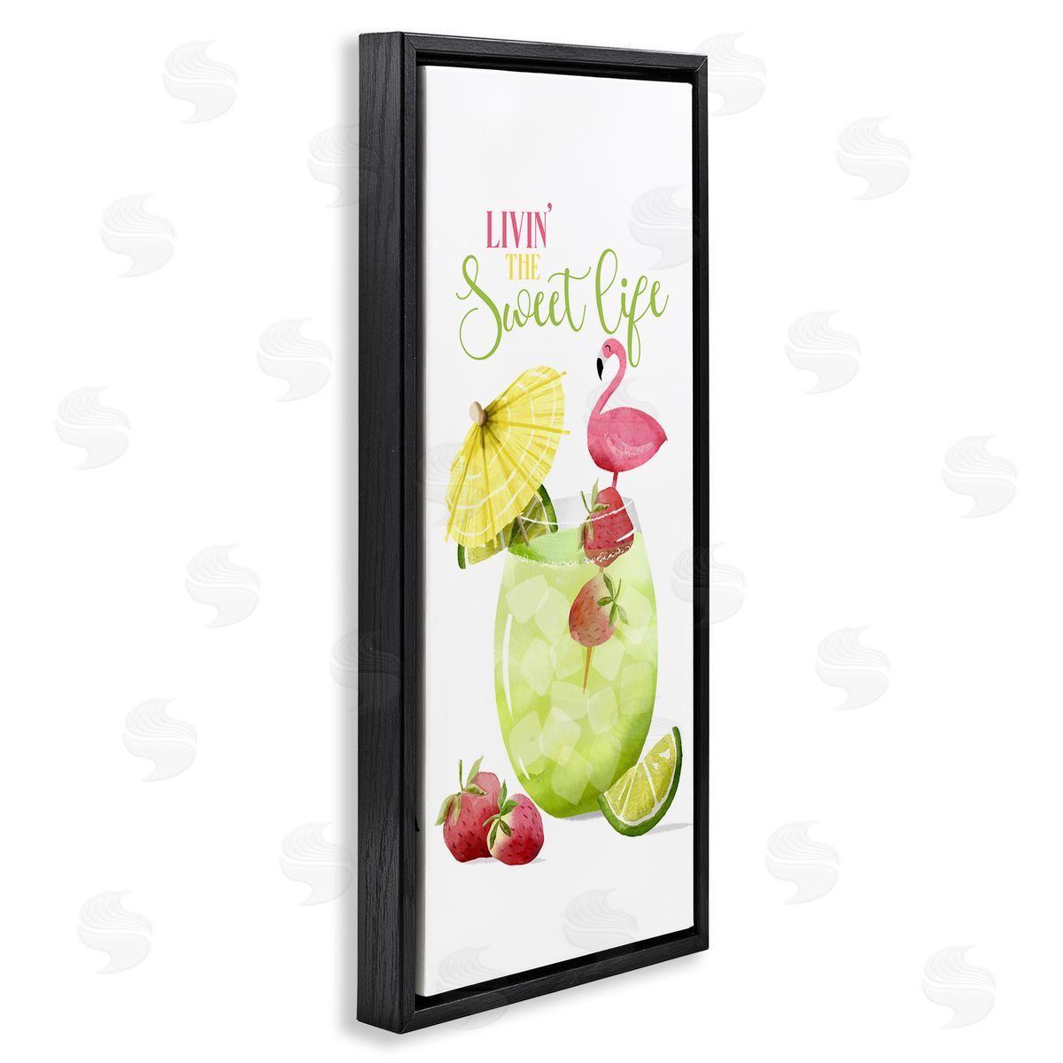 Sweet Life Summer Drink Black Floating Frame Canvas Wall Art, Home Decor by Deane Beesley