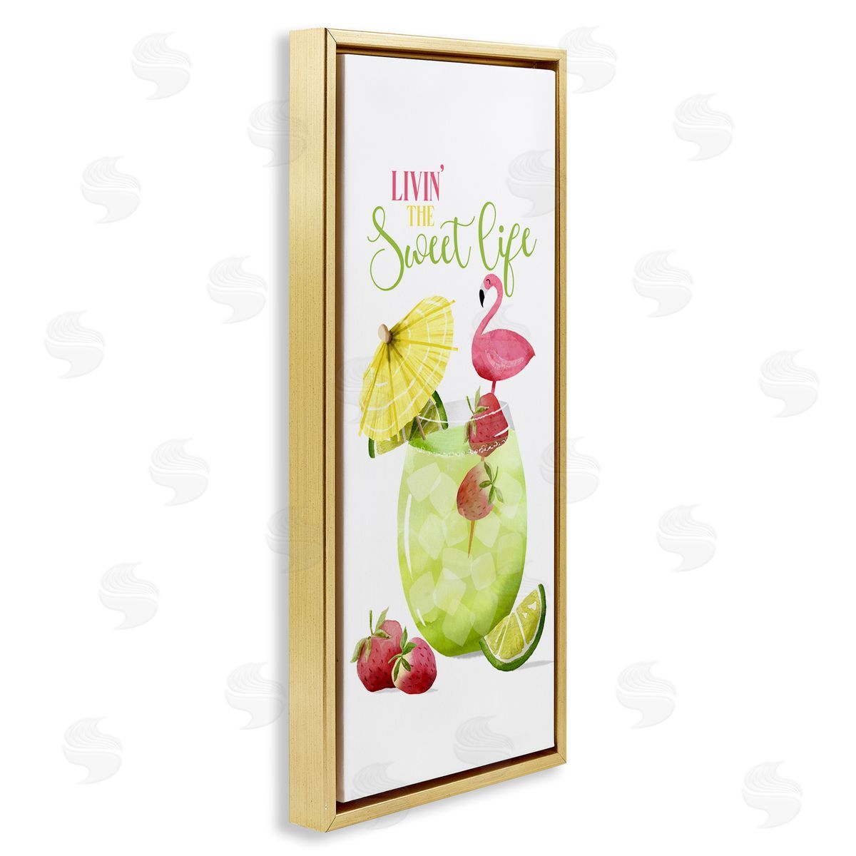 Sweet Life Summer Drink Gold Floating Frame Canvas Wall Art, Home Decor by Deane Beesley