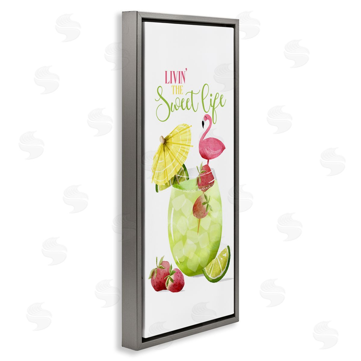 Sweet Life Summer Drink Grey Floating Frame Canvas Wall Art, Home Decor by Deane Beesley