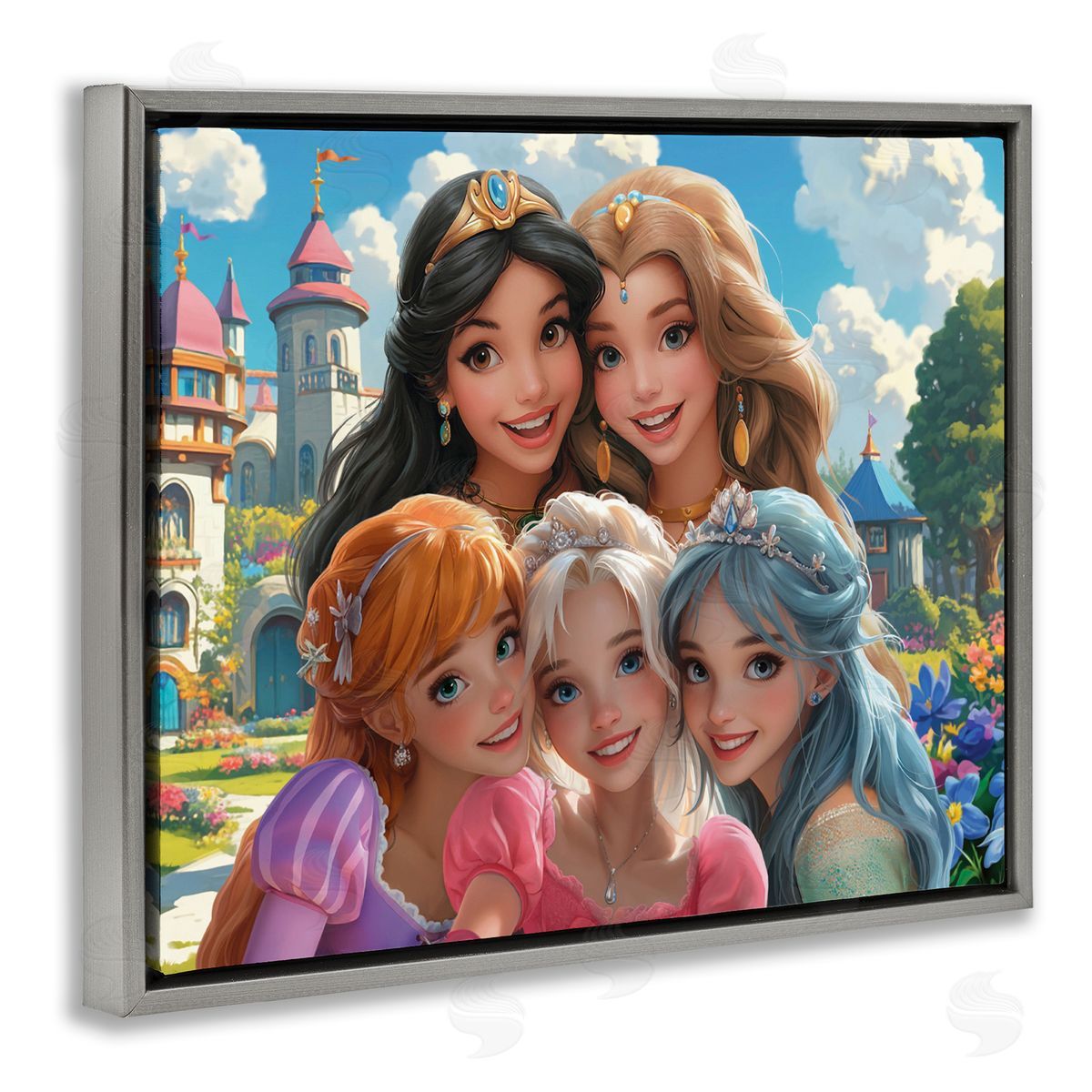 Princess Selfie by Castle Grey Floating Frame Canvas Wall Art, Home Decor by Image World