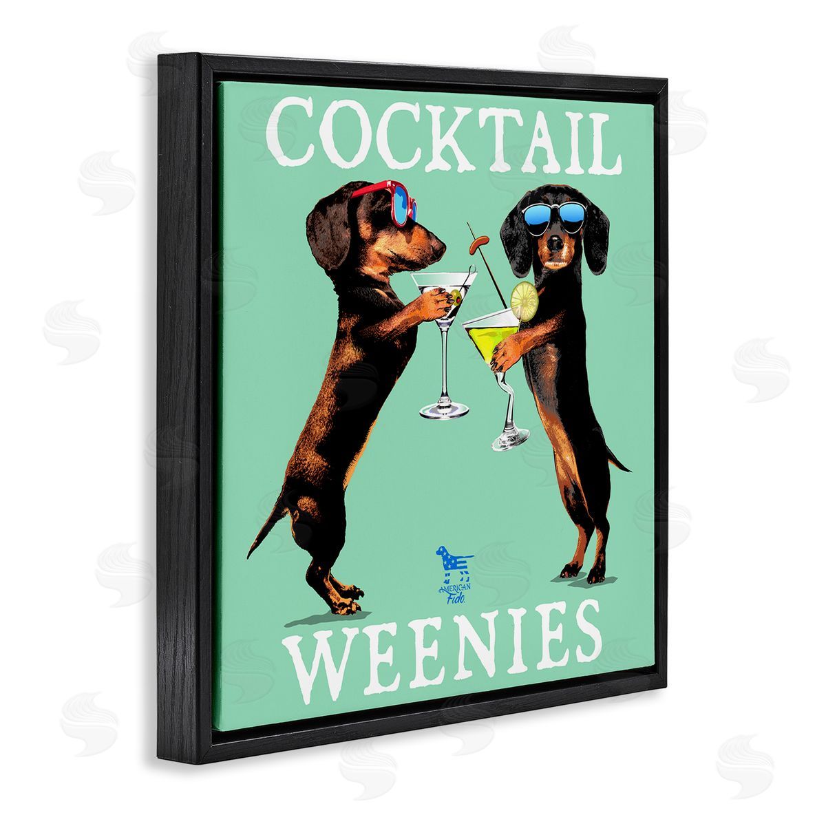 Flashy Cocktail Weenies Black Floating Frame Canvas Wall Art, Home Decor by Jim Baldwin