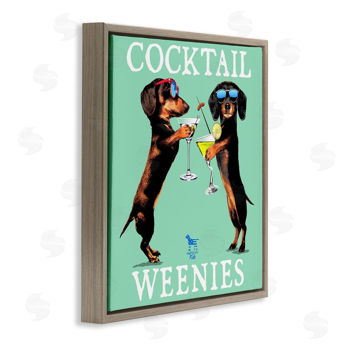Flashy Cocktail Weenies Brown Floating Frame Canvas Wall Art, Home Decor by Jim Baldwin