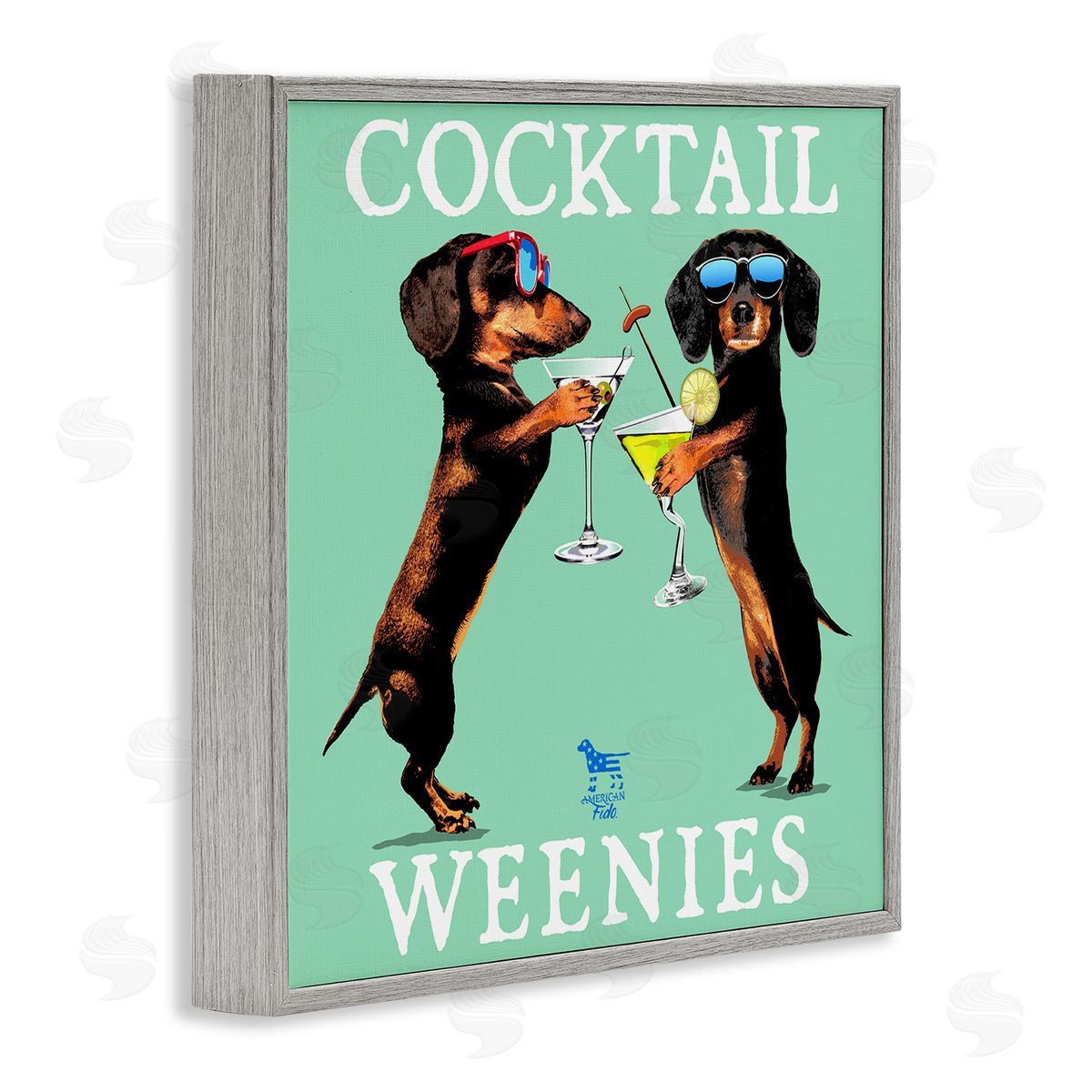 Flashy Cocktail Weenies Grey Frame Print Wall Art, Home Decor by Jim Baldwin