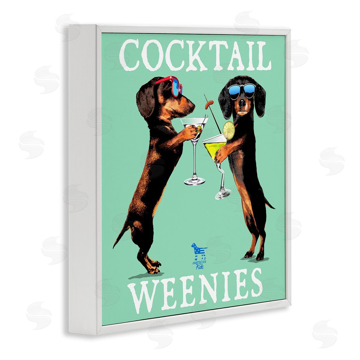 Flashy Cocktail Weenies White Frame Print Wall Art, Home Decor by Jim Baldwin