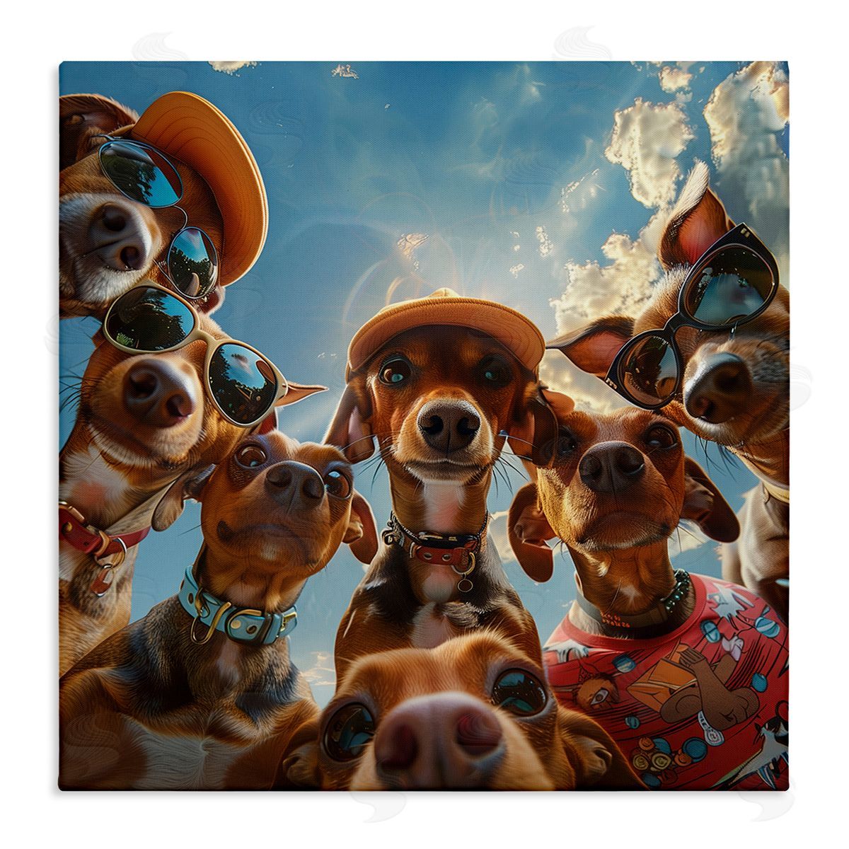Funny Wiener Dog Selfie Canvas Wall Art, Home Decor by Jim Baldwin
