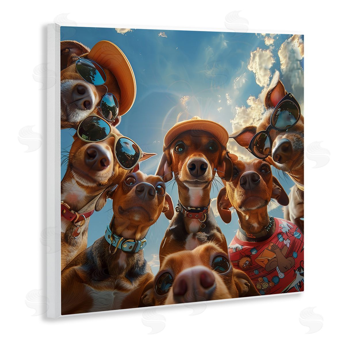Funny Wiener Dog Selfie Wood Plaque Wall Art, Home Decor by Jim Baldwin