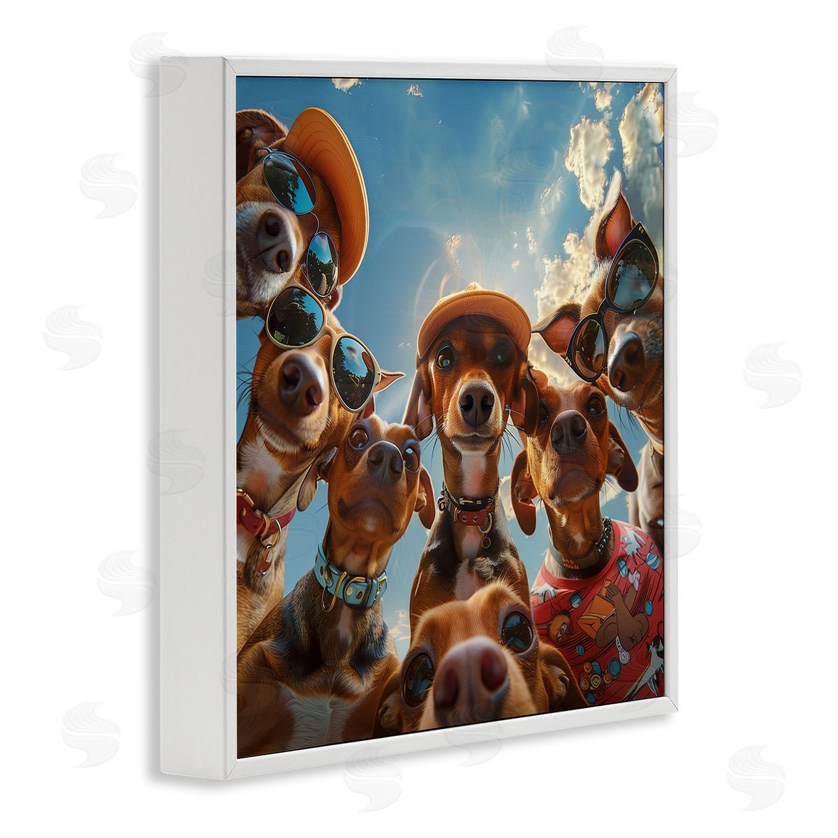 Funny Wiener Dog Selfie White Frame Print Wall Art, Home Decor by Jim Baldwin