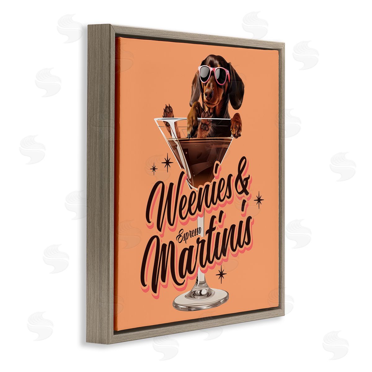 Weenie's & Espresso Martinis Brown Floating Frame Canvas Wall Art, Home Decor by Jim Baldwin