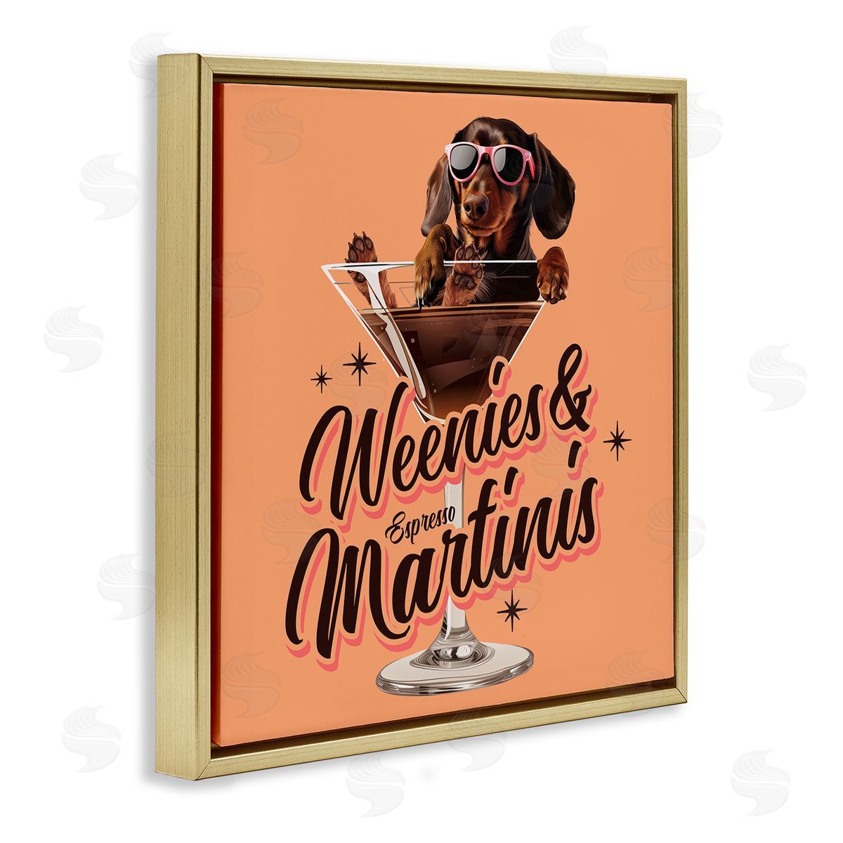 Weenie's & Espresso Martinis Gold Floating Frame Canvas Wall Art, Home Decor by Jim Baldwin