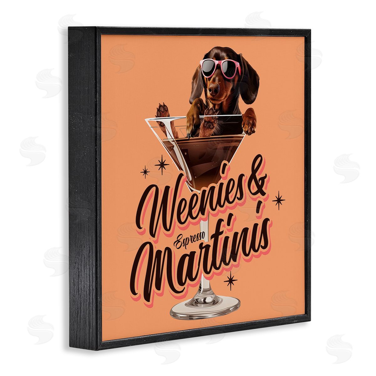 Weenie's & Espresso Martinis Black Frame Print Wall Art, Home Decor by Jim Baldwin