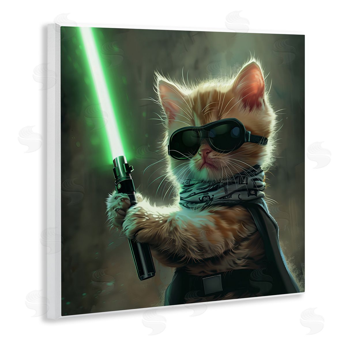 Sci-Fi Kitten with Saber Wood Plaque Wall Art, Home Decor by Jim Baldwin