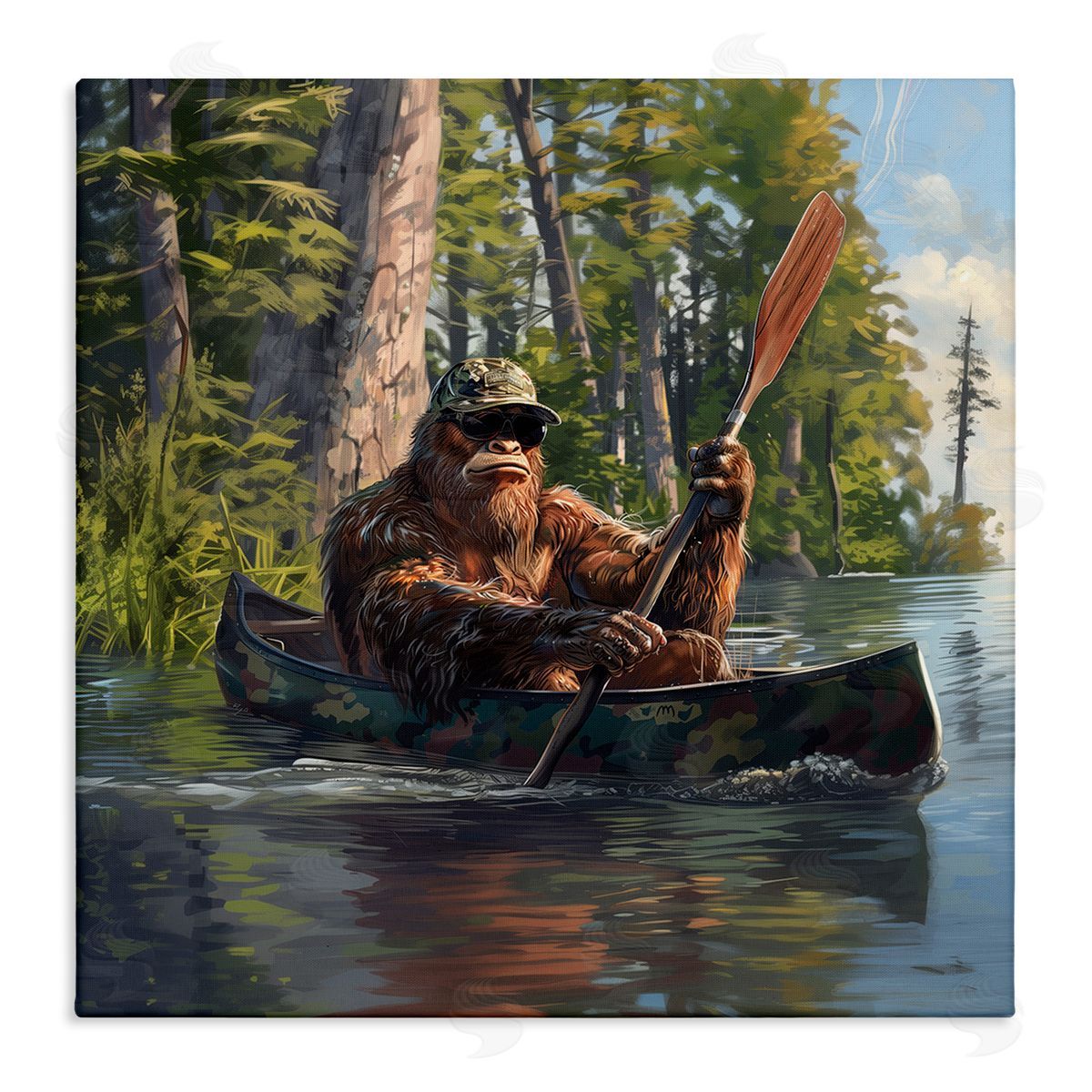 Mythical Monster in Canoe Canvas Wall Art, Home Decor by Jim Baldwin