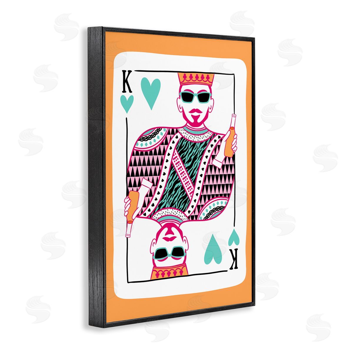 King of Hearts & Drink Black Frame Print Wall Art, Home Decor by JJ Design House LLC