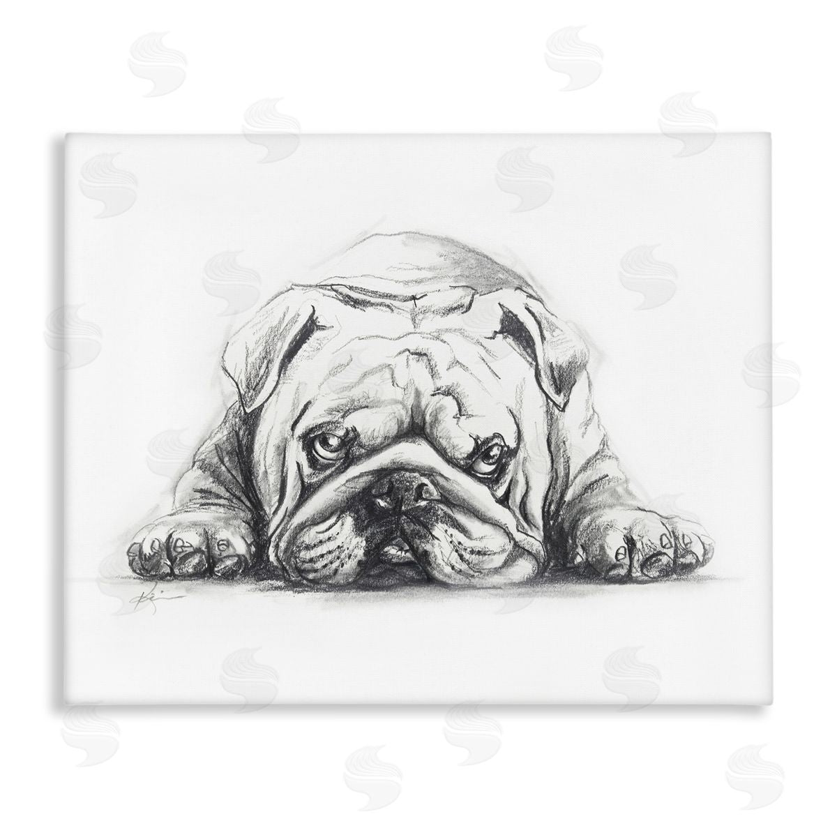 Bulldog Puppy Naptime Canvas Wall Art, Home Decor by Lindsay Kivi Fine Art