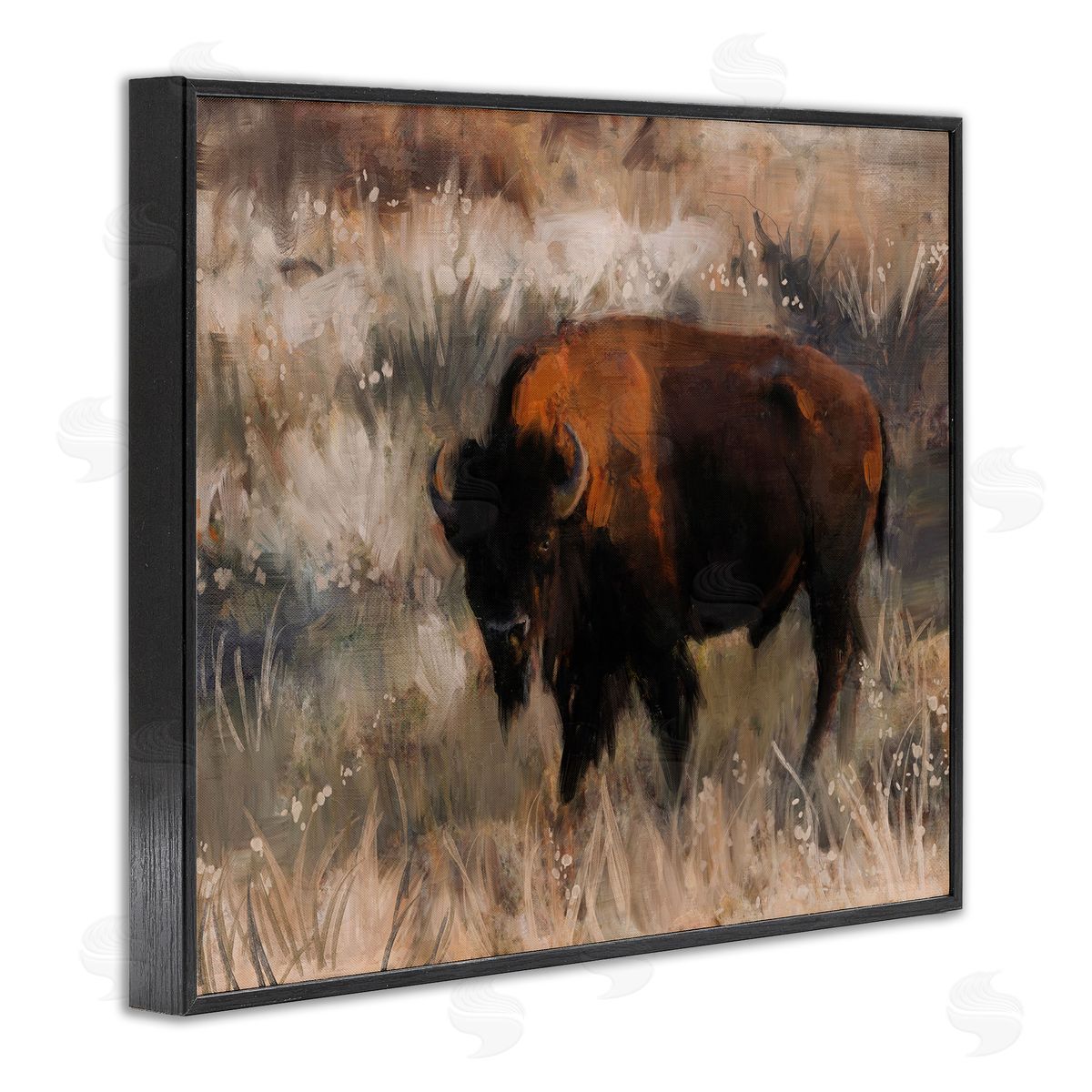Bison on the Range Black Frame Print Wall Art, Home Decor by Nina Blue
