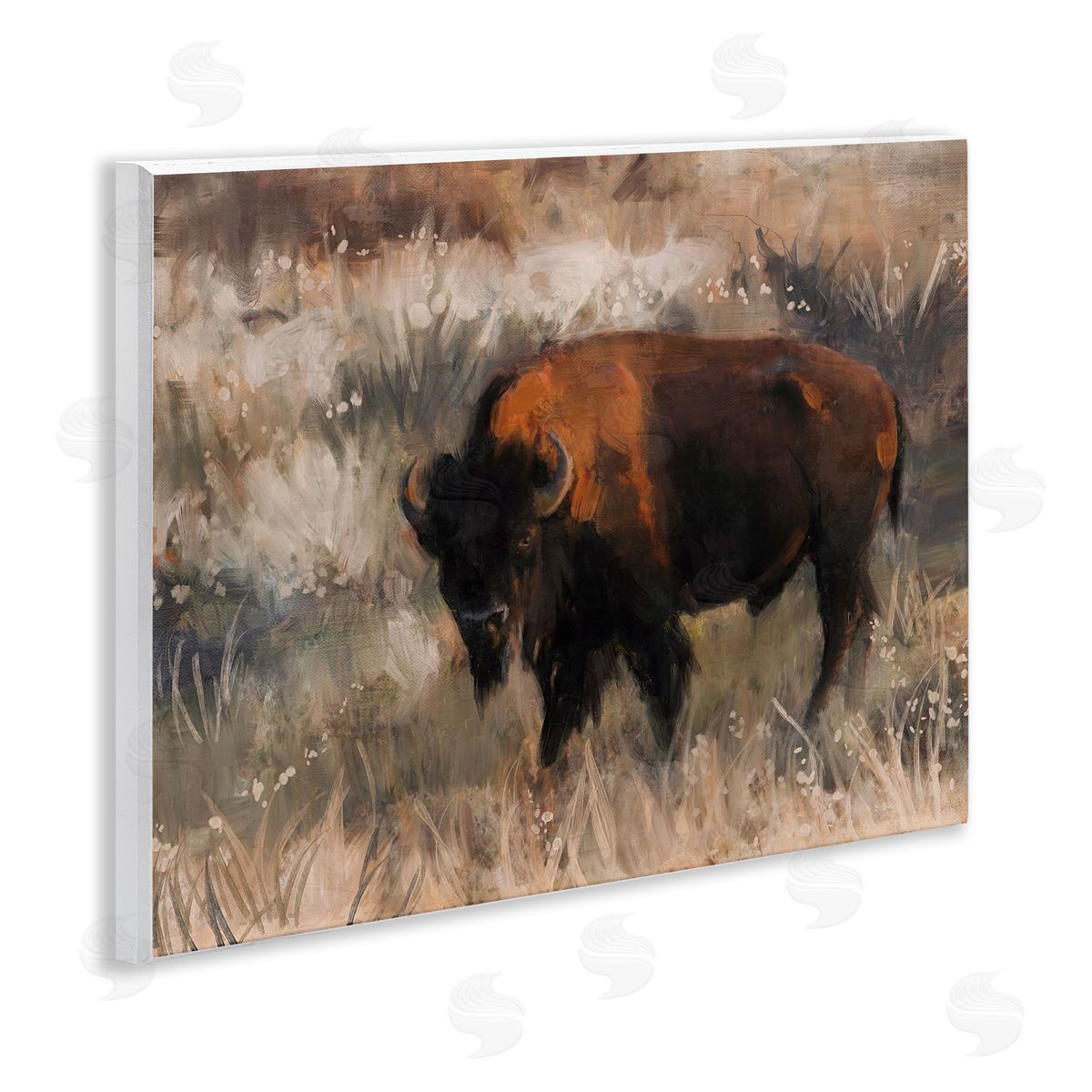 Bison on the Range Wood Plaque Wall Art, Home Decor by Nina Blue