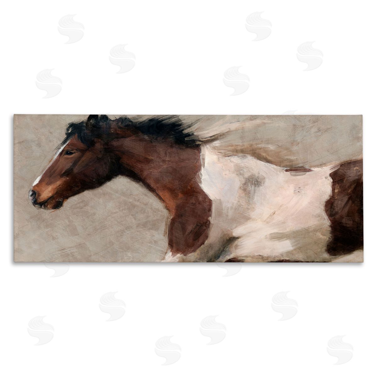 Dashing Brown Horse Canvas Wall Art, Home Decor by Nina Blue