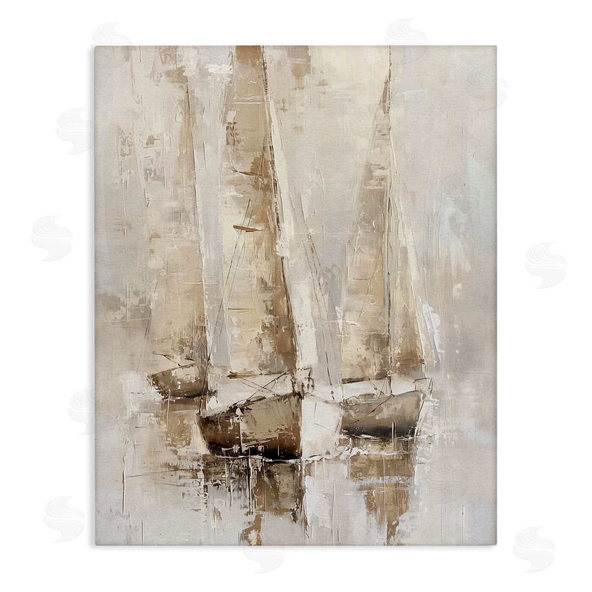Rustic Gradient Sailboats Canvas Wall Art, Home Decor by Nina Blue