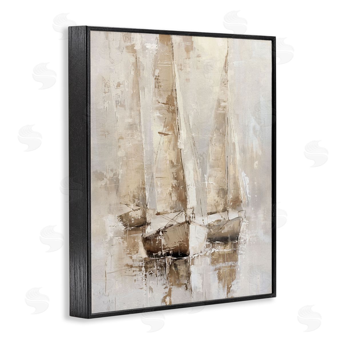 Rustic Gradient Sailboats Black Frame Print Wall Art, Home Decor by Nina Blue