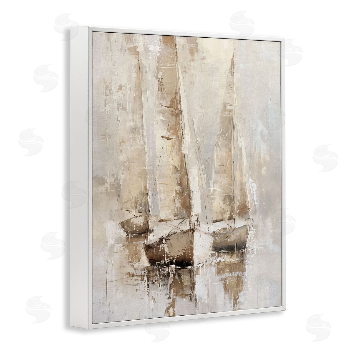 Rustic Gradient Sailboats White Frame Print Wall Art, Home Decor by Nina Blue