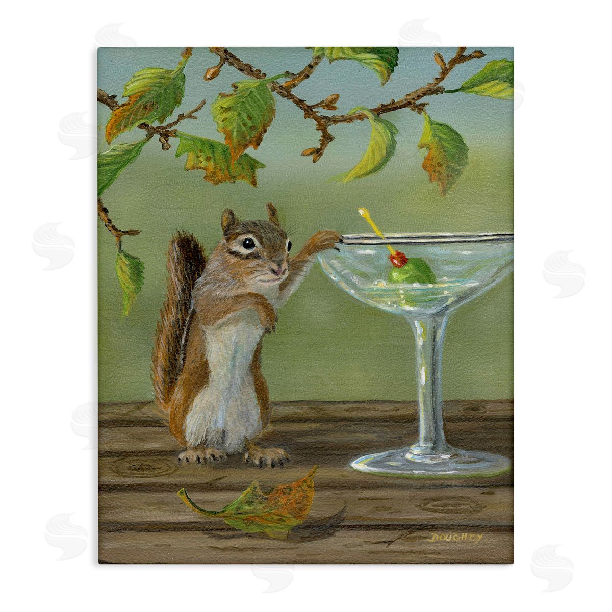 Happy Hour Chipmunk Canvas Wall Art, Home Decor by Terry Doughty