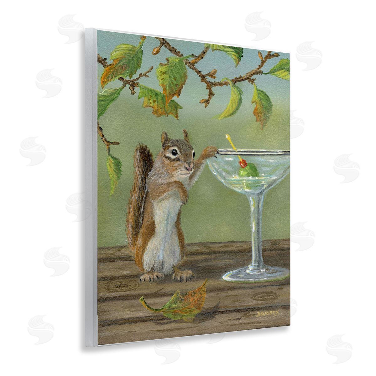 Happy Hour Chipmunk Wood Plaque Wall Art, Home Decor by Terry Doughty