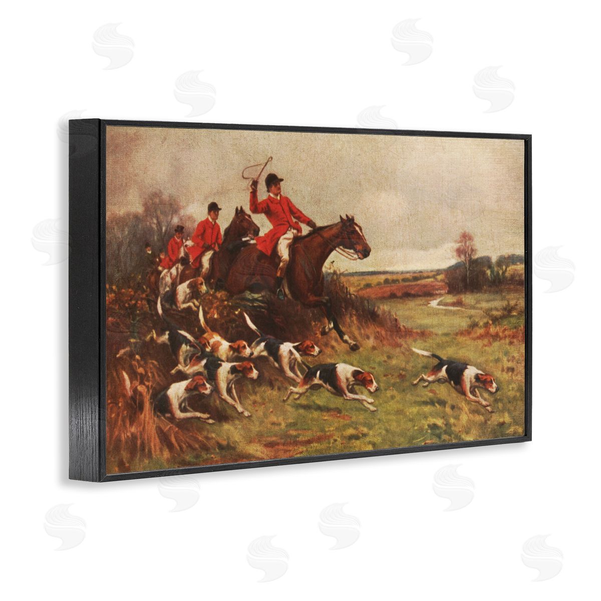 Hunting Dogs in Countryside Black Frame Print Wall Art, Home Decor by Tina Higgins Designs, Inc.