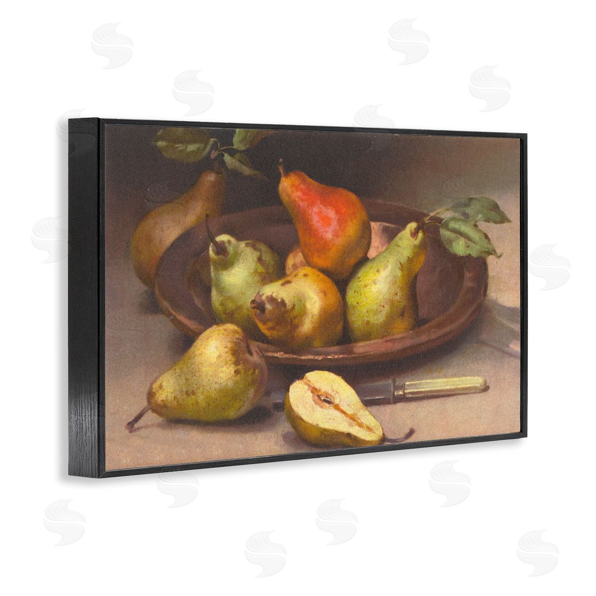 Classic Pears Still Life Black Frame Print Wall Art, Home Decor by Tina Higgins Designs, Inc.